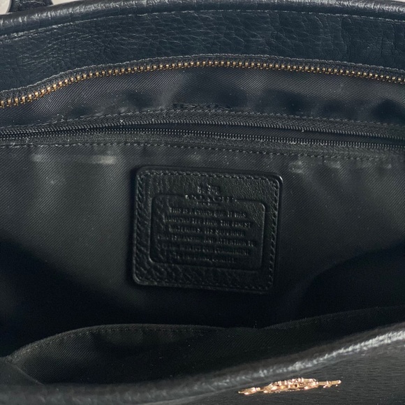 COACH PEBBLED LEATHER TOTE - BLACK - Picture 8 of 13